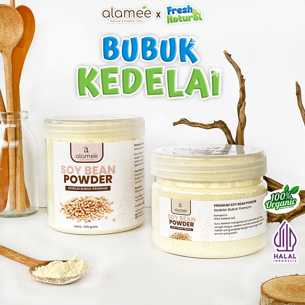 

ALAMEE Soy Milk Bean Powder PREMIUM Bubuk Susu Kacang Kedelai Murni Tinggi Protein Tanpa Gula 250gr fresh and natural
