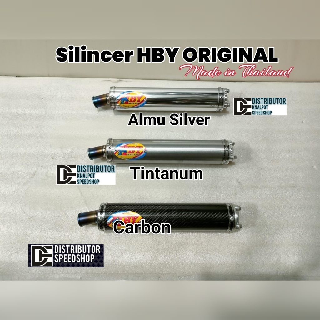 Knalpot Silincer HBY ORIGINAL Thailand Titanium Carbon alumunium silver untuk motor Kawasaki ninja 2