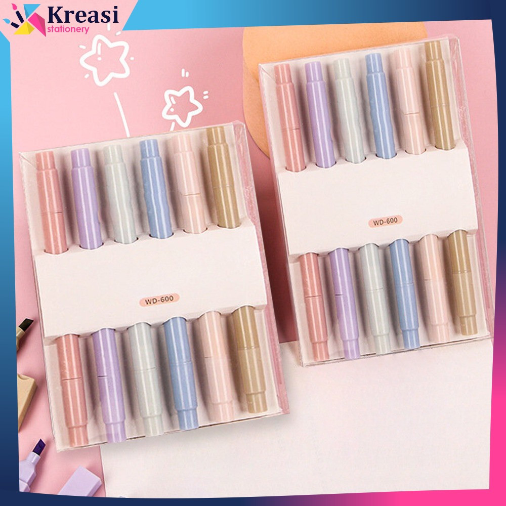 

EC Highlighter Set Isi 6pcs Double Tip Penanda Teks Polos / Spidol Pen Marker Dua Sisi Warna Pastel Peralatan Sekolah Siswa Kreasi Stationery A116