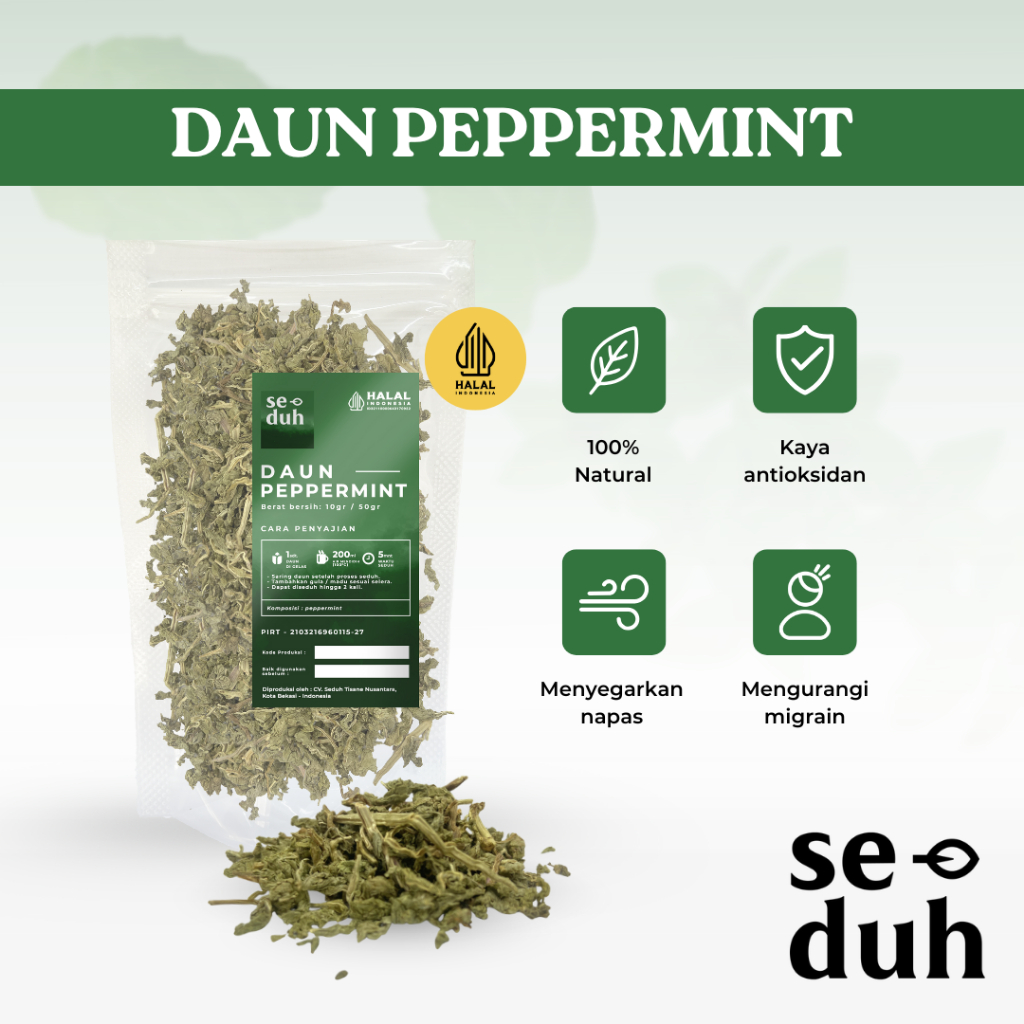 

Seduh Peppermint Rolled Tea / Teh Daun Peppermint / Herbal Leaf