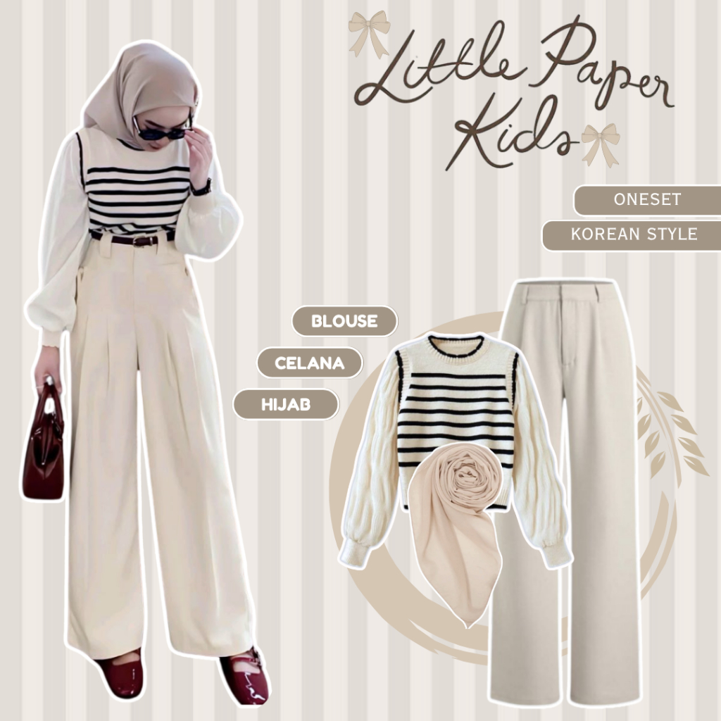 One Set Hijab Ootd korean Style Wanita Ootd (Blouse Wanita, Celana Kulot, Hijab Segiempat) - BO017