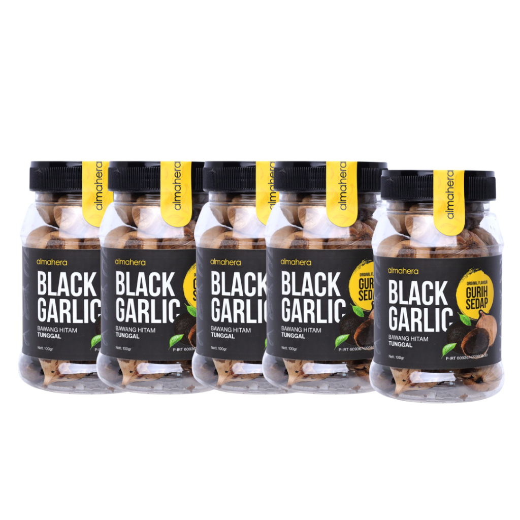 

ALMAHERA - Black Garlic Bawang Hitam Tunggal Paket 5 pcs 100gr