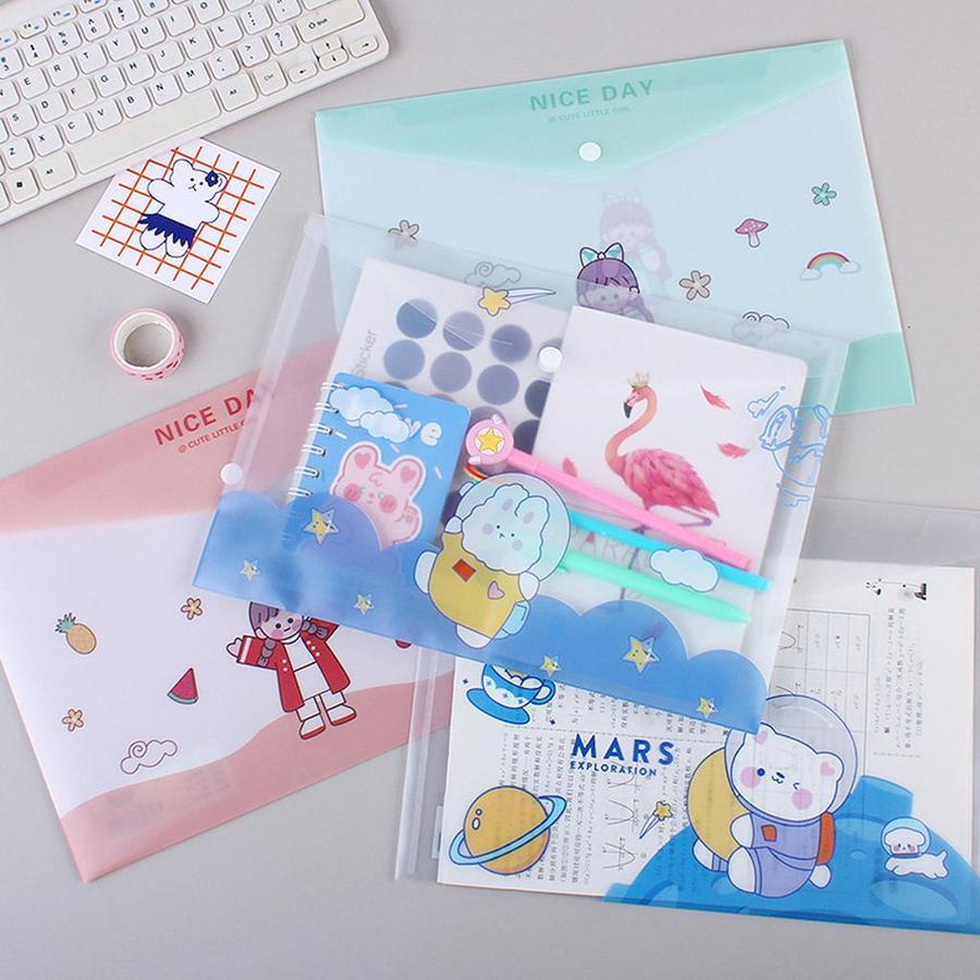 

A4 Map Mika Kancing Big/Map Dokumen 209 Karakter Plastic Information Bag - KARAKTER