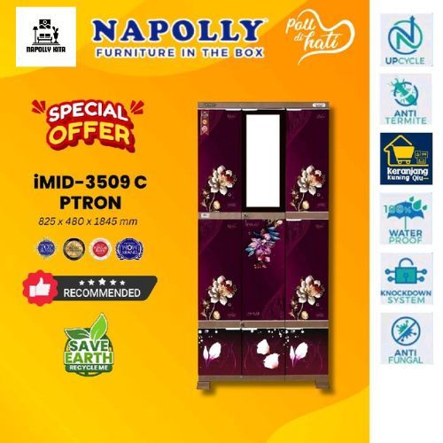 Napolly IcabMid 3509 PTRON lemari gantung + Cermin + Drawer 3 tower PTRON