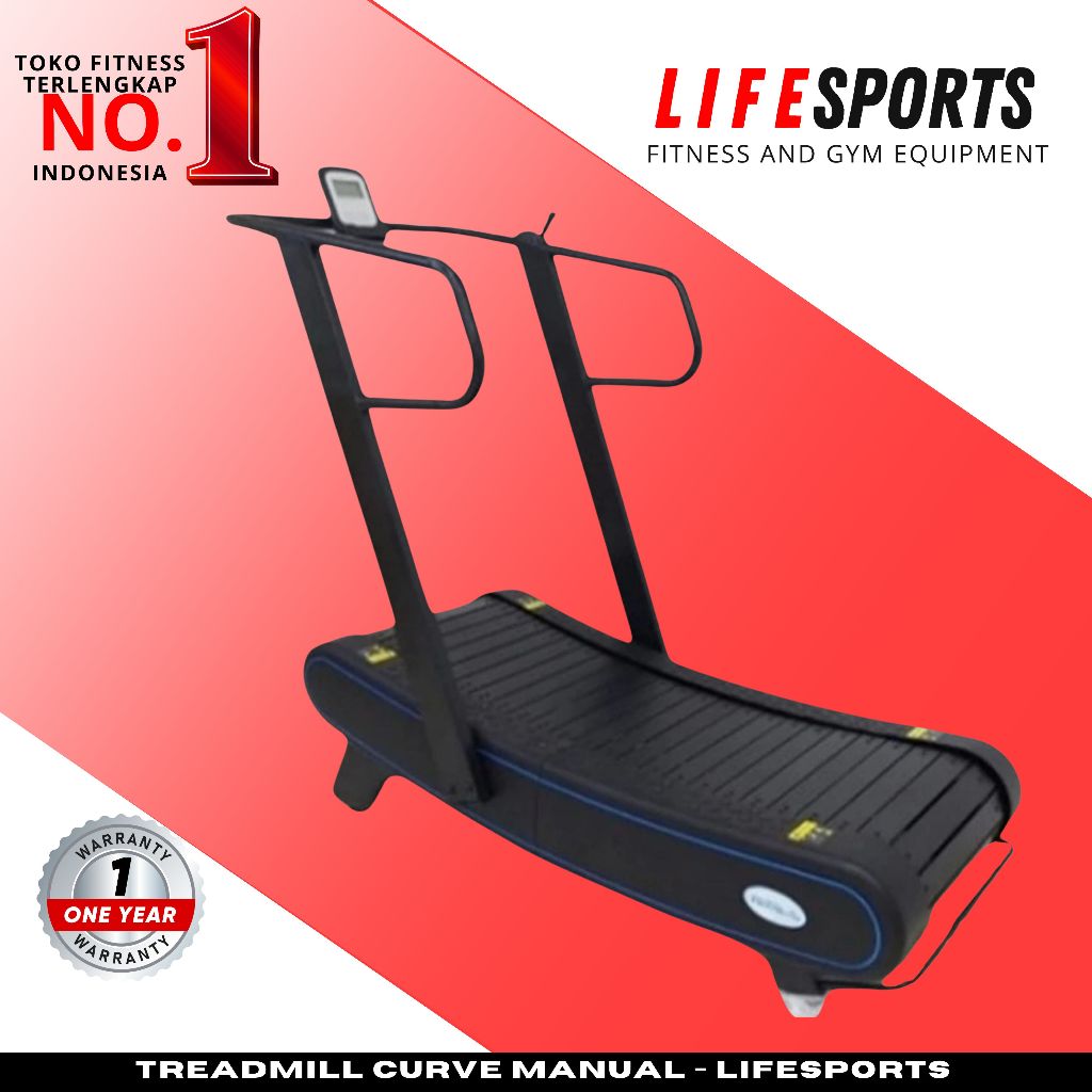 LIFESPORTS - Alat Olahraga Fitness Gym Walking Pad Treadmill Manual Curve Handle