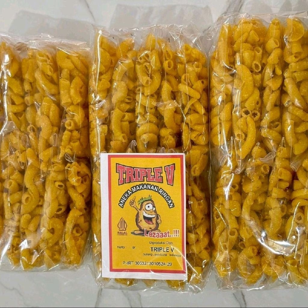 

Makaroni kering triple v isi 10pcs | Cemilan | Snack | Gurih Makaroni Bantat Camilan Jajanan murah organik original Daun basreng rasa pedas Keripik