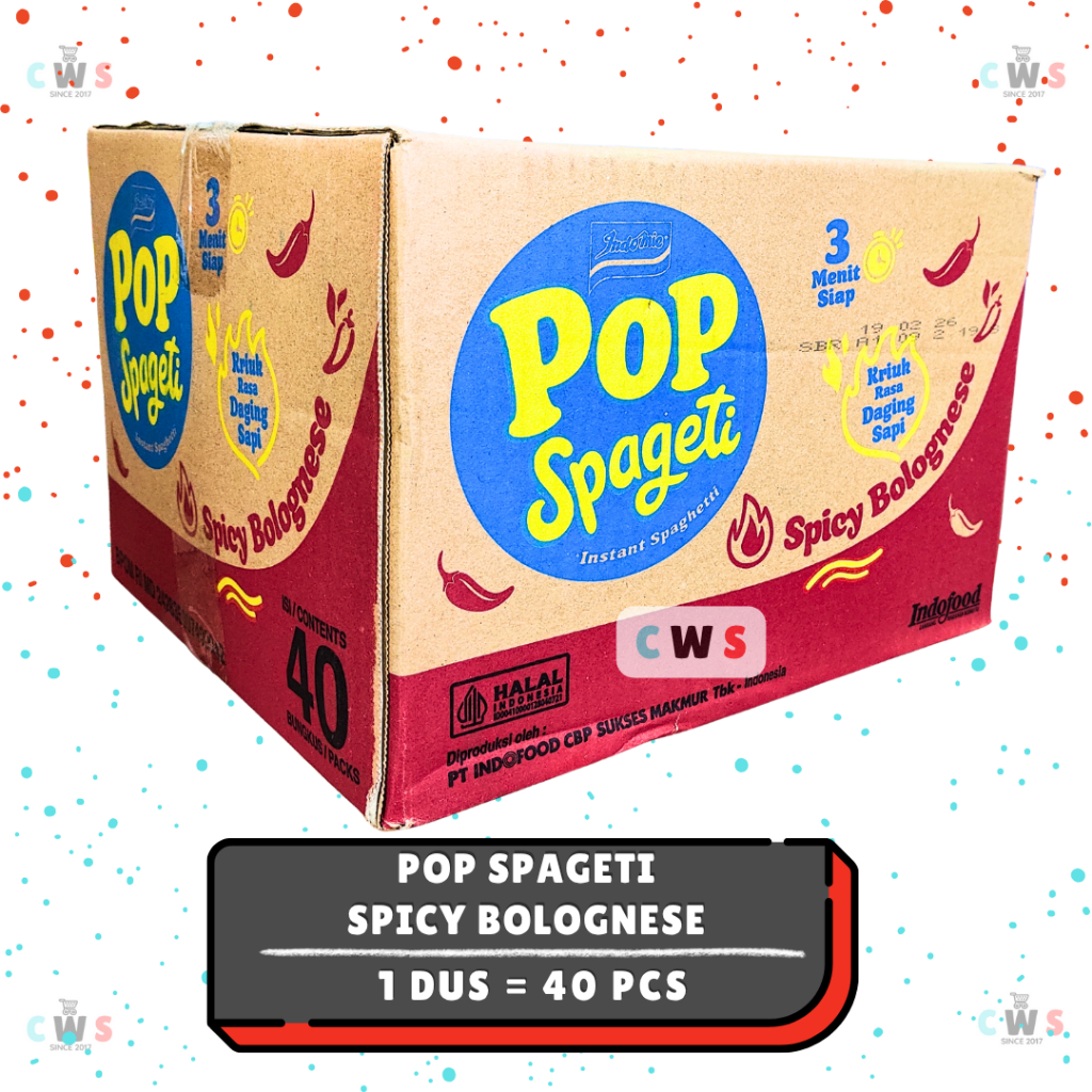 

POP SPAGETI Instant Spaghetti SPICY BOLOGNESE | CARBONARA Bungkus - 1 Dus / 40 Pcs