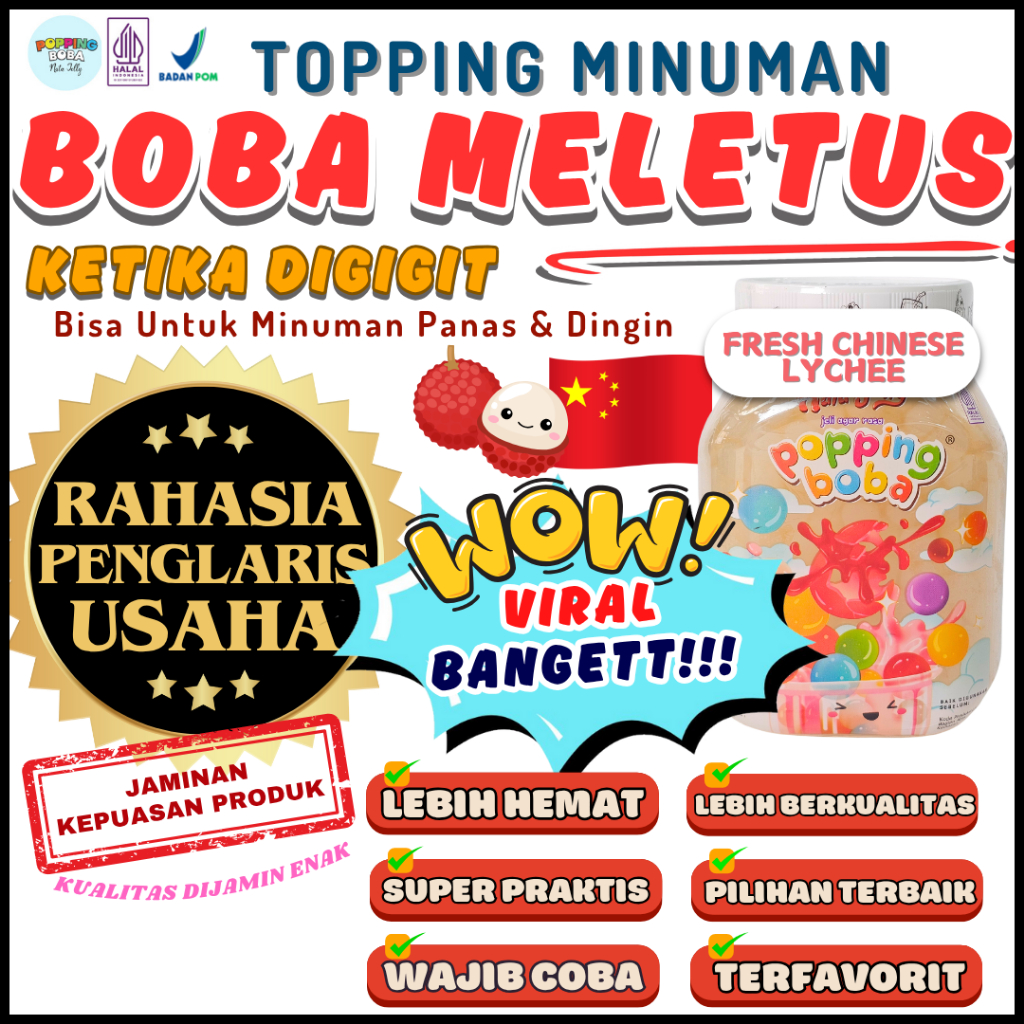 

PoppingBobaMeletusDimulutKombinasi ARUM CO Bubuk Minuman Powder Drink - Popping Boba 500 Gram | Cocok Untuk Semua Jenis Minuman