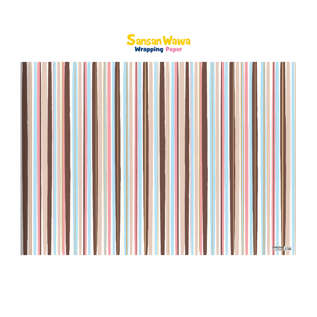 

(Paket 5 lembar) Motif garis Kertas Kado jumbo Sansan Wawa uk 70 x 100cm - wrapping paper untuk birthday ulang tahun gift