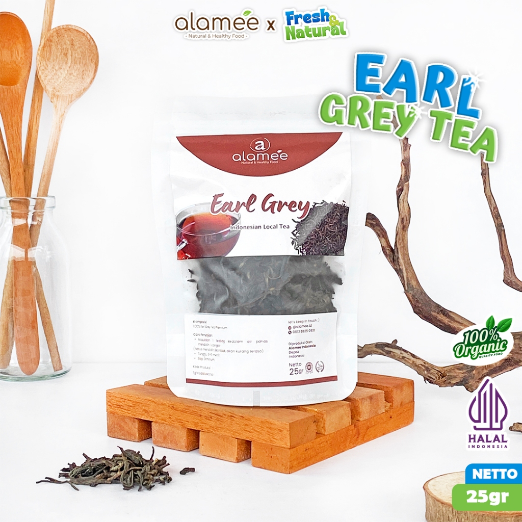

ALAMEE Teh Bunga Earl Grey Black Tea Alami Organik Dried Leaf 25g fresh and natural