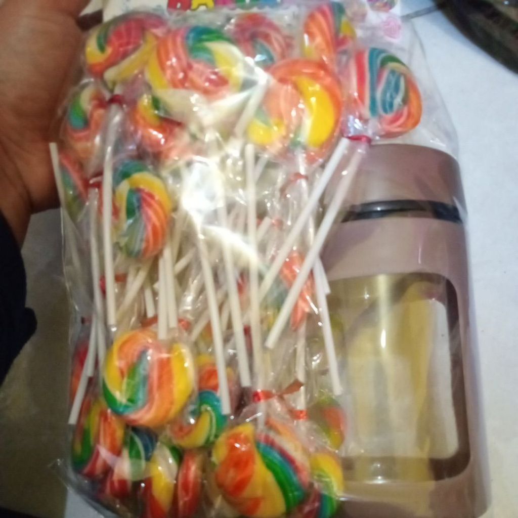 

MUG JAR - Free Permen Lollipop isi 60biji Halal, Manis Gula Asli