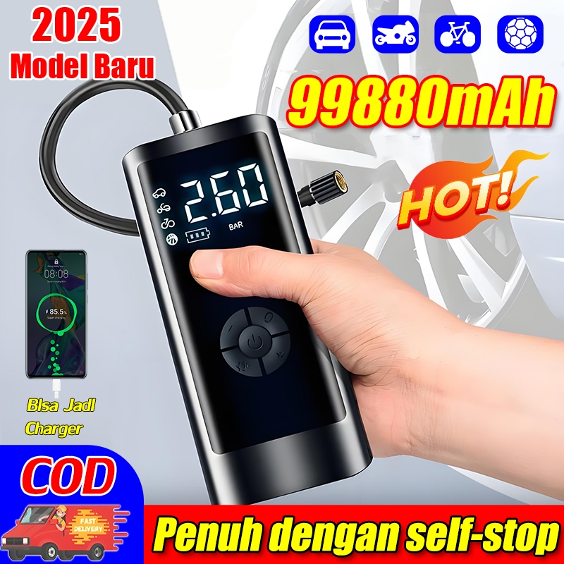 Pengisi Daya USB Pompa ban listrik Portable Mini Elektrik 10000mAh Pompa Angin Elektrik Portabel Sev