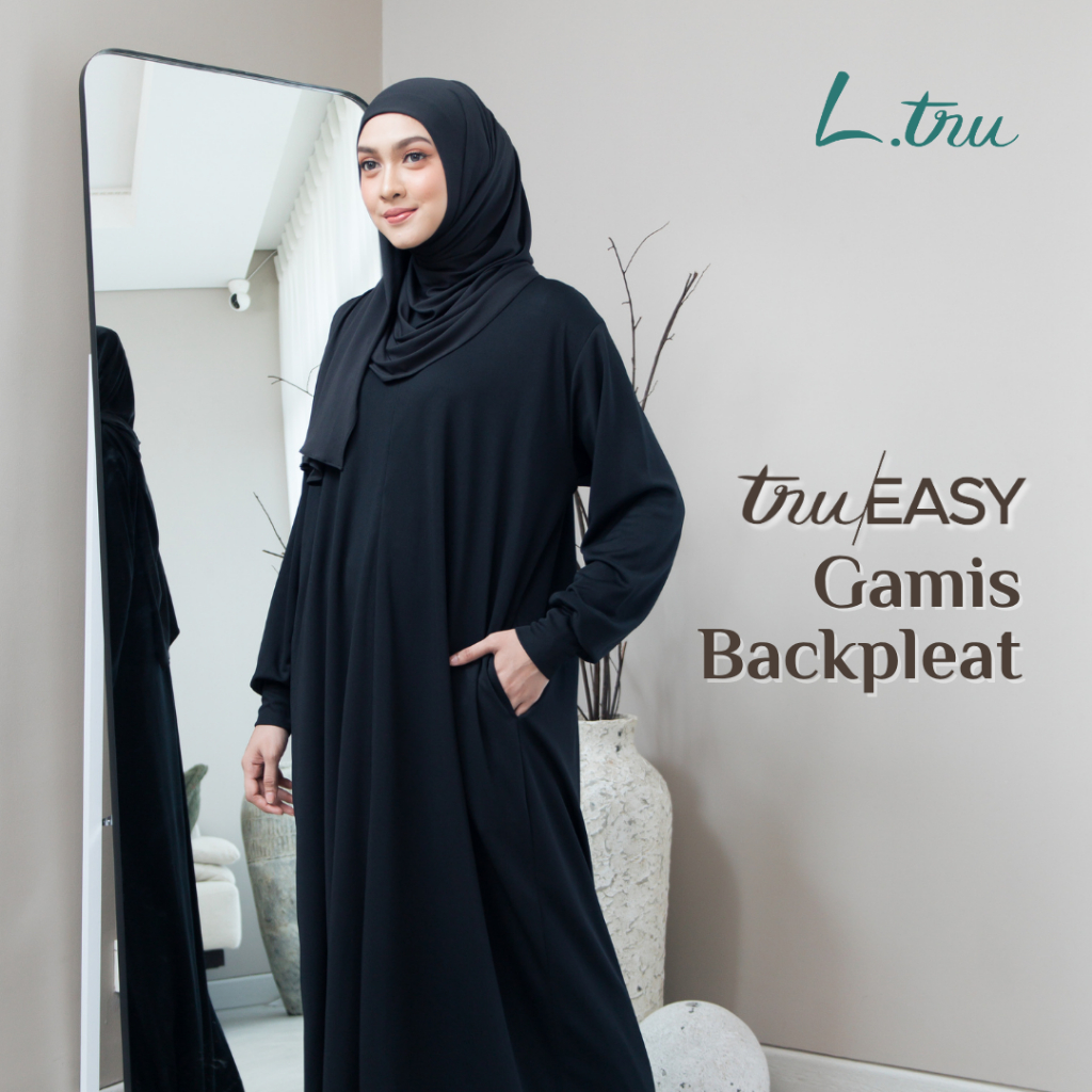 L.tru - Gamis Kaos Premium tidak ketat | Gamis Daily Nyaman untuk Umroh Haji | Gamis Backpleats truE