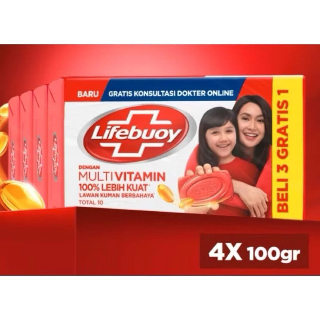 Lifebuoy Sabun Batang 4 x 100 g / Sabun Lifebuoy Batang