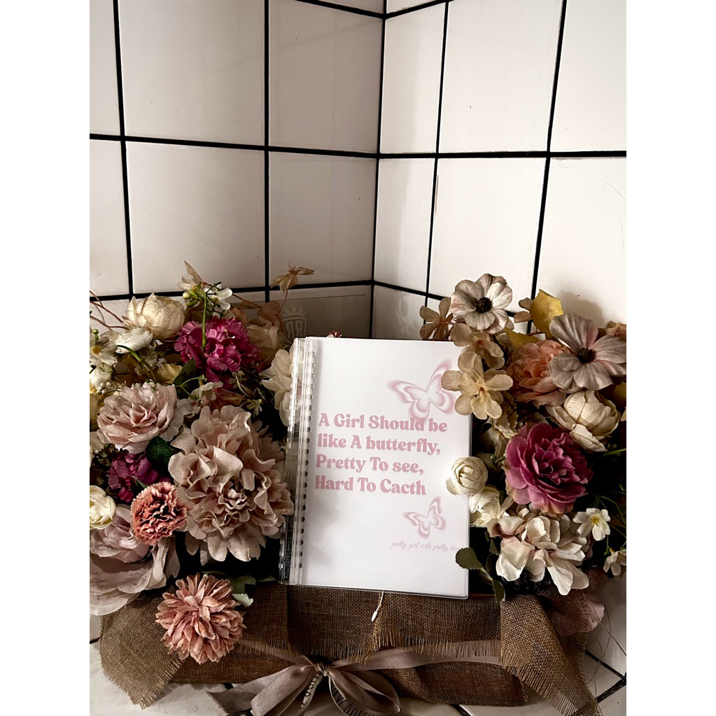 

Binder A5 Estetik Custom - Butterfly Warna Pink | Loose Leaf | Planner Notes Lucu