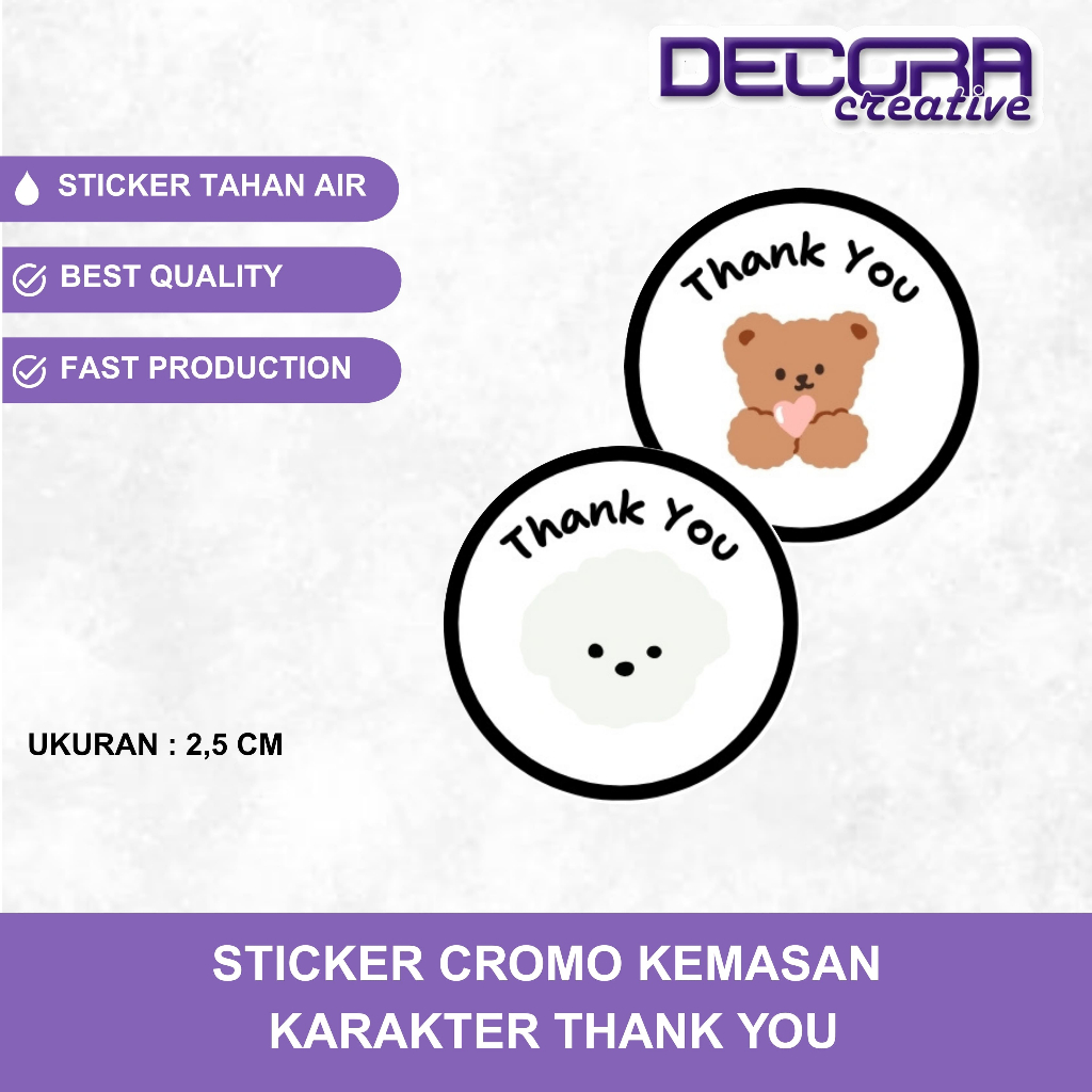 

(100 PCS) STICKER THANK YOU | STICKER KEMASAN TERIMA KASIH | STICKER SELAMAT MENIKMATI | STICKER THANK YOU BEAR PUPPY BERUANG ANJING