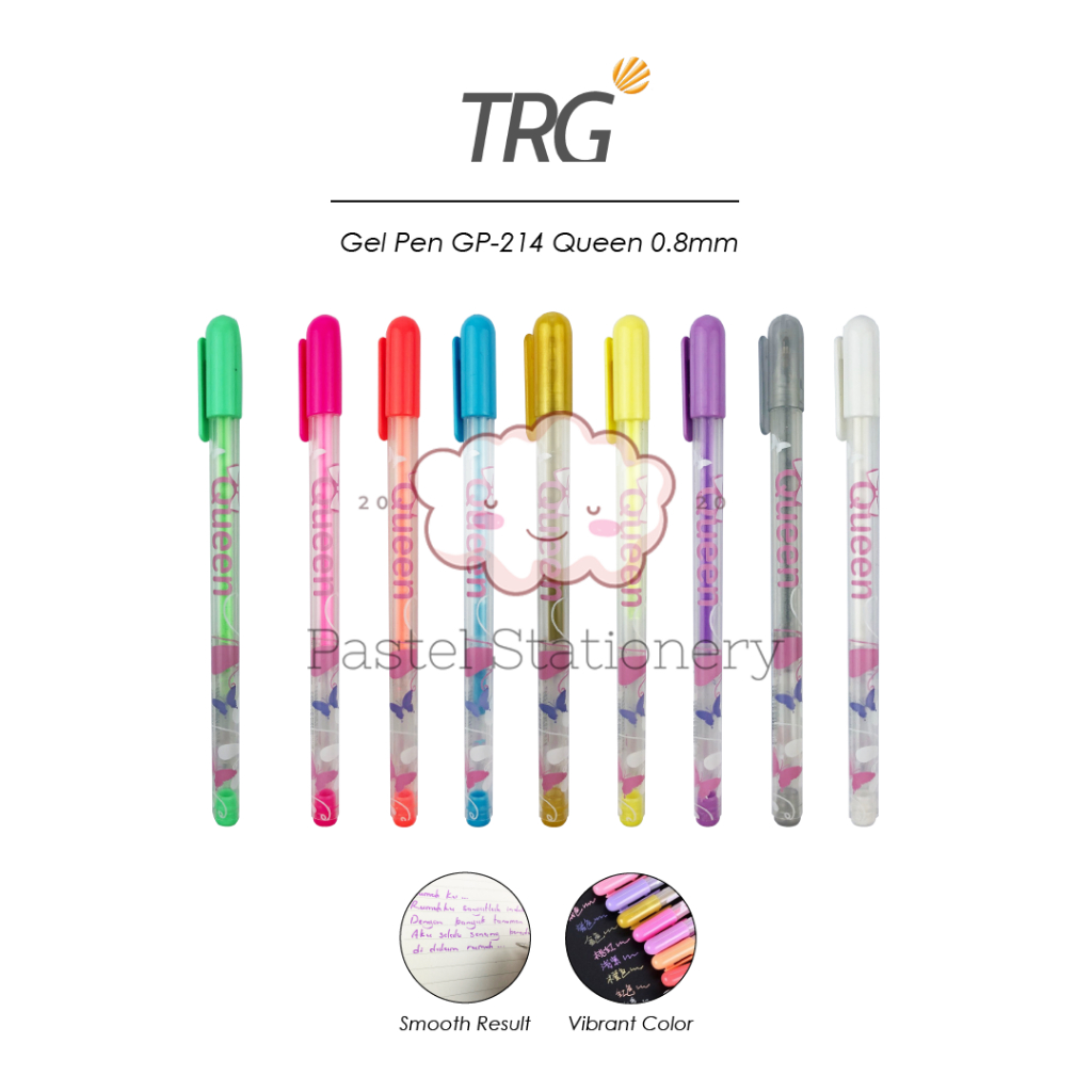 

TRG Queen White Color Gel Pen GP-214 0.8mm - Pulpen Bolpen Pena Putih Warna Warni 0,8 mm TRG