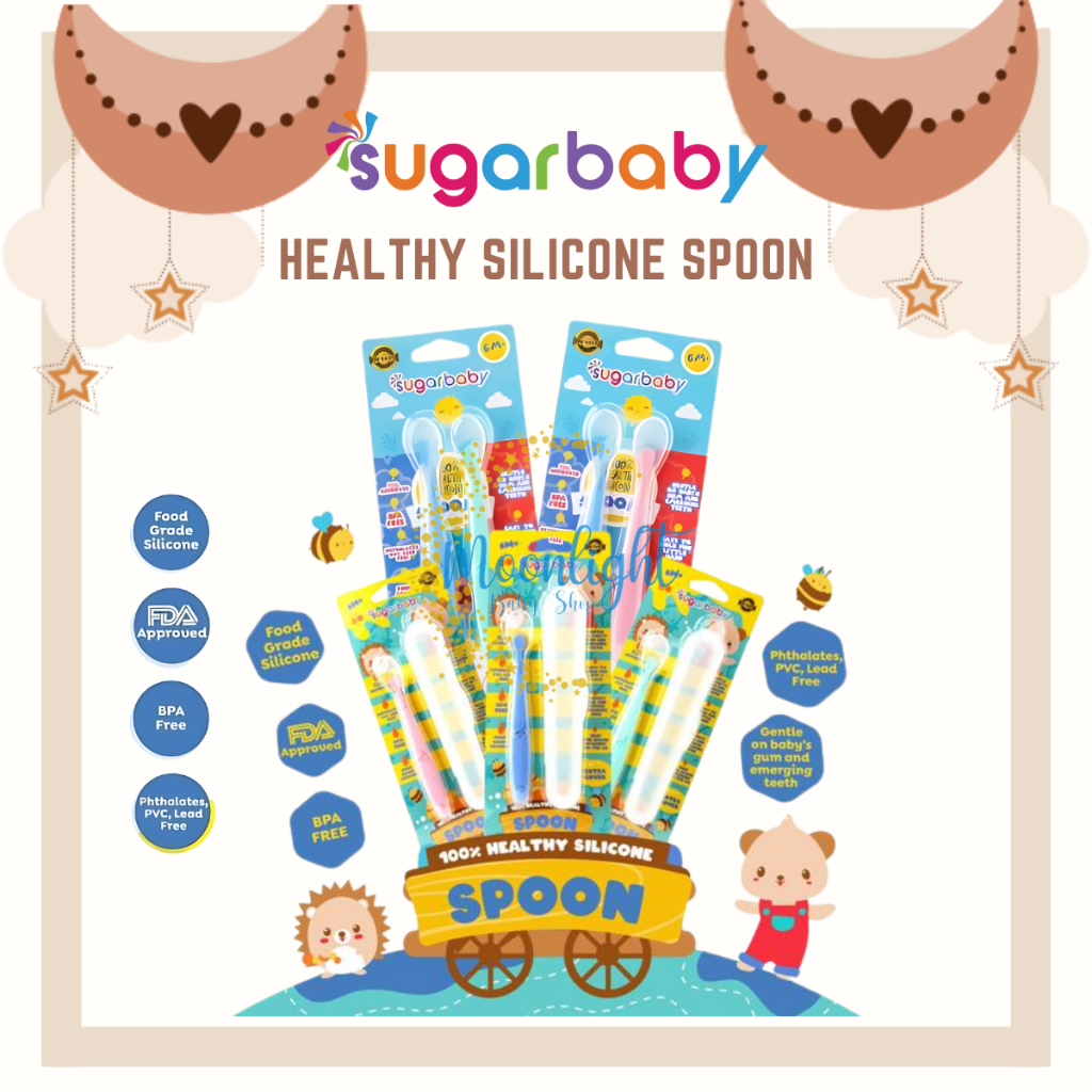 Sugar Baby Healthy Silicone Spoons | Sendok Makan Bayi Silicone