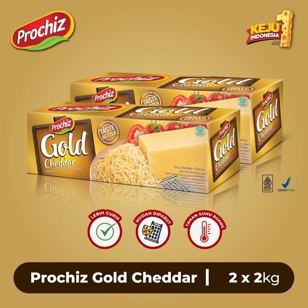 

Keju Prochiz Cheddar Gold 2Kg Bundle 2 PCS