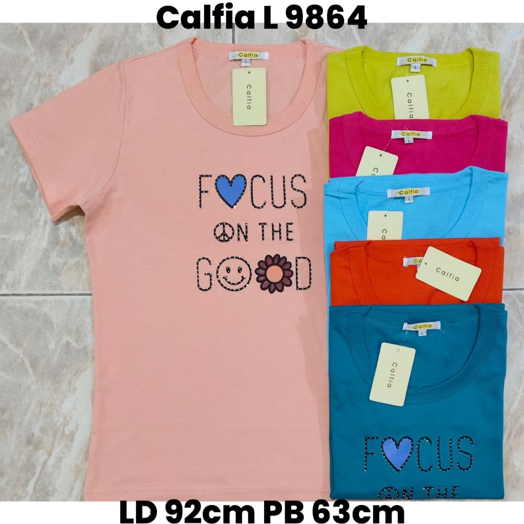 kaos calfia,atasan wanita murah,merk calfia,tebal,adem,size L