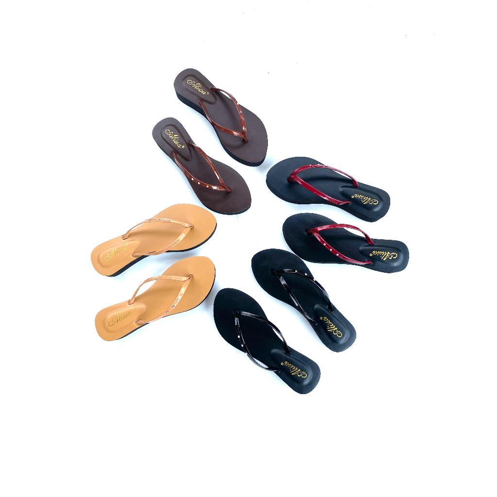 Sendal karet Wedges Wanita 3 Permata - Sendal Wedges Tinggi 3 cm