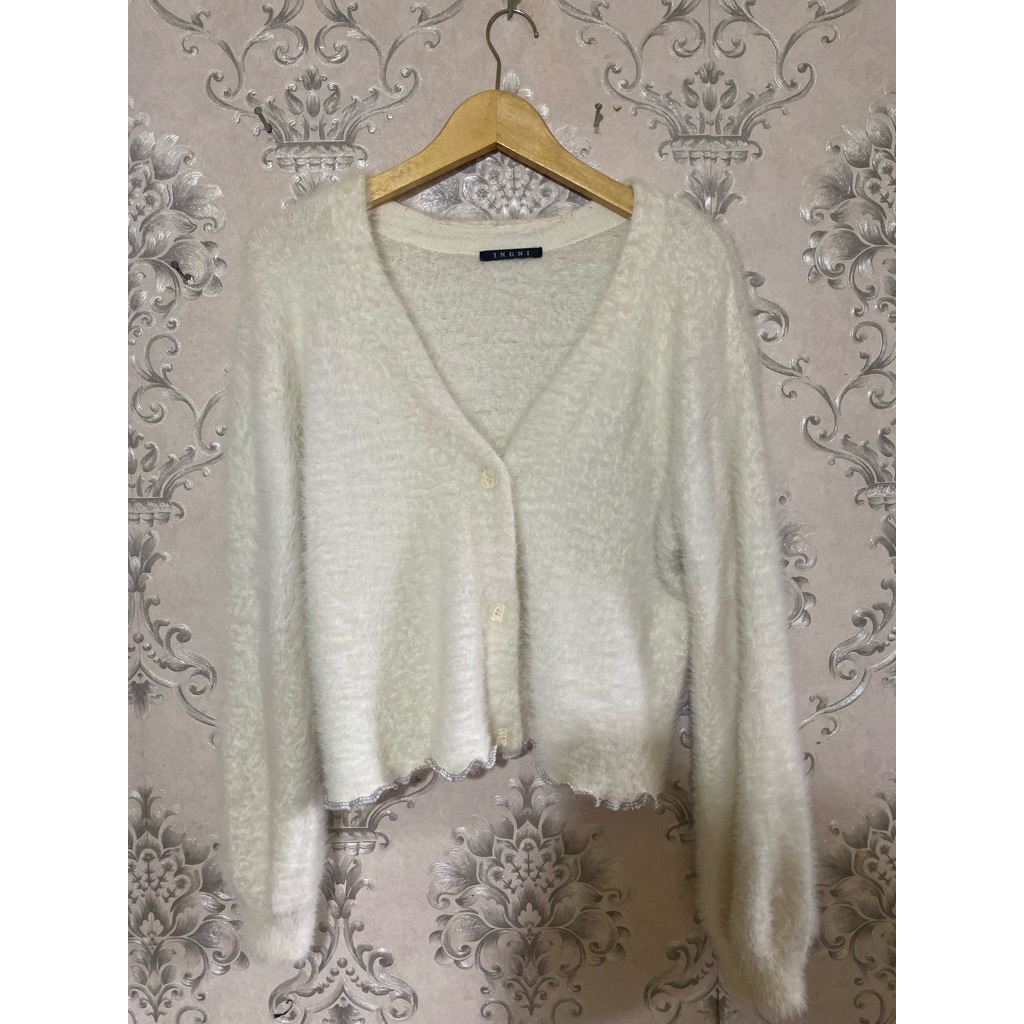 Fuzzy Crop bulu kapas Fuzzy bulu Anggora Atasan Fuzzy bulu Sweater Fuzzy Fuzzy knit bulu