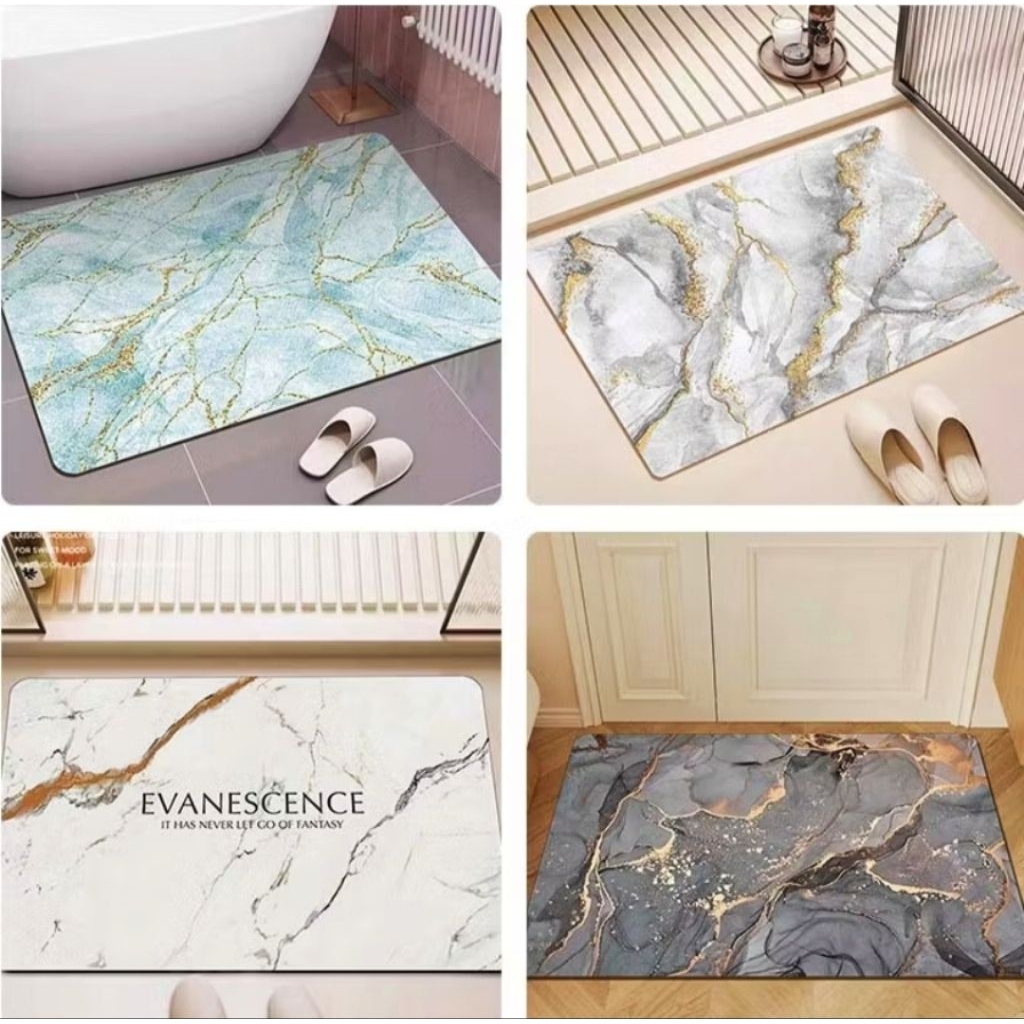 Keset Lantai Motif Marmer Anti Slip Ukuran 40x60 cm