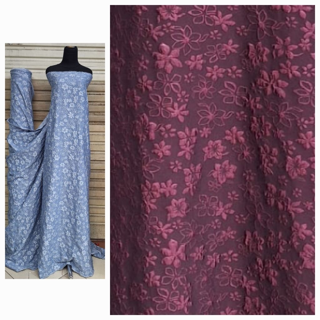 bahan kain jackquard motif embos. cocok dibuat dress, gamis, mukena, outer dll