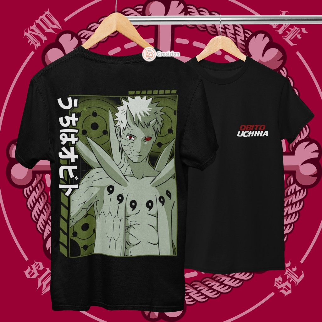 KAOS UCHIHA OBITO - KAOS BAJU UCHIHA OBITO ANIME NARUTO, KAOS SABLON, SABLON DTF