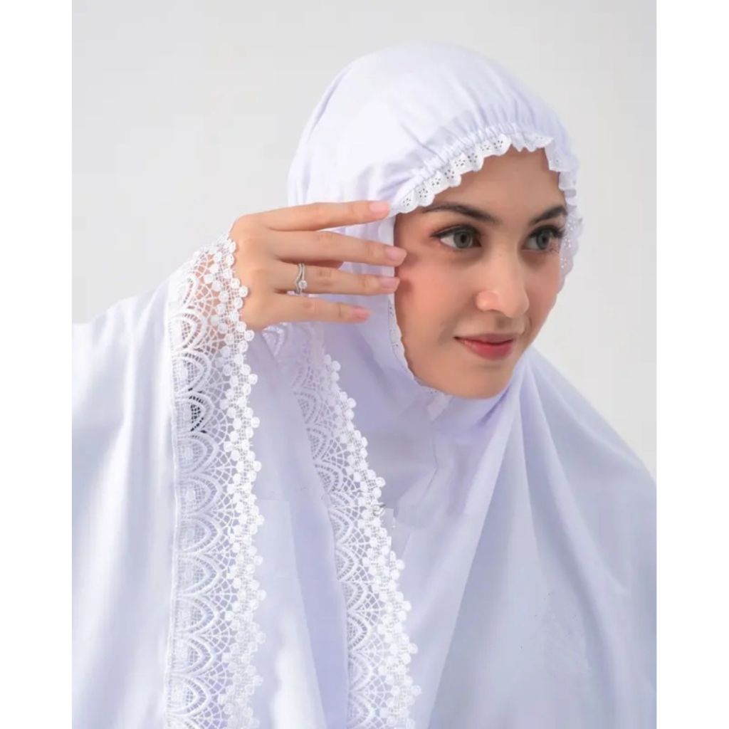 Bergo Instan Haji Umroh Katun Premium Adem Lembut dengan Saku Depan Anti Copet Renda Mewah Dewasa