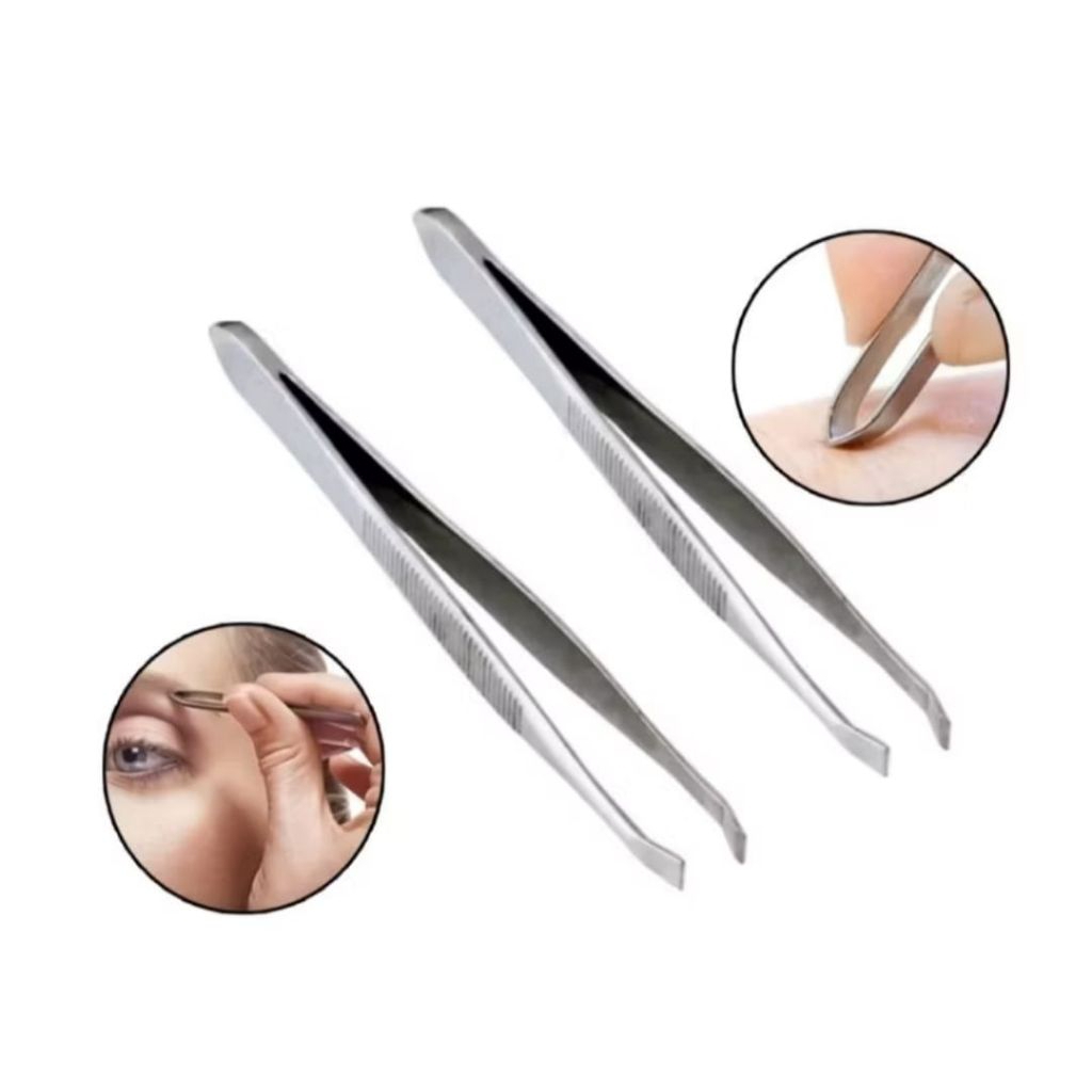 Pinset miring stainless/alat pencabut bulu alis uban ketiak