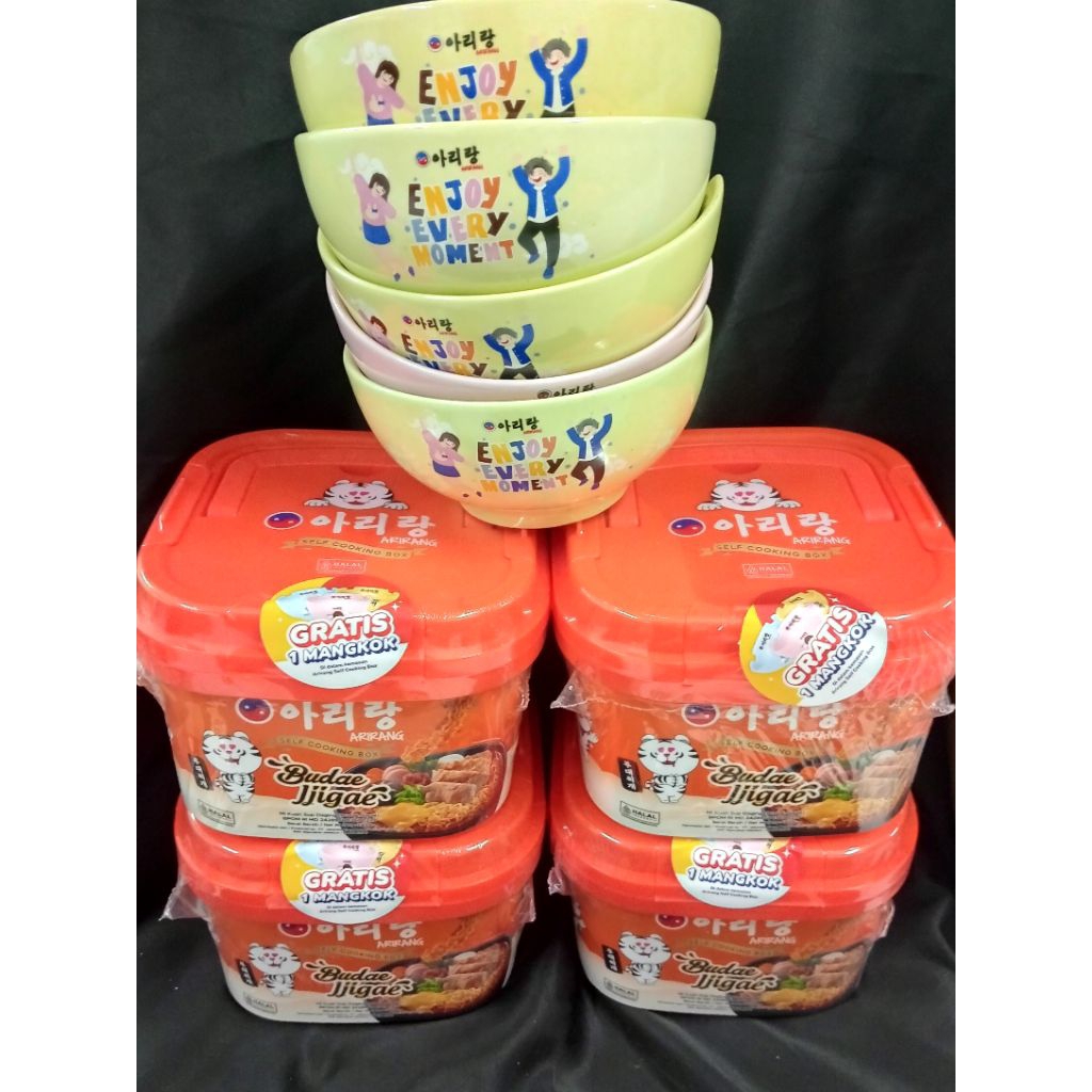 

PROMO SPESIAL Paket Bundling Arirang Self Cooking Budae Jjigae 4pcs Free 5 Mangkok Cantik