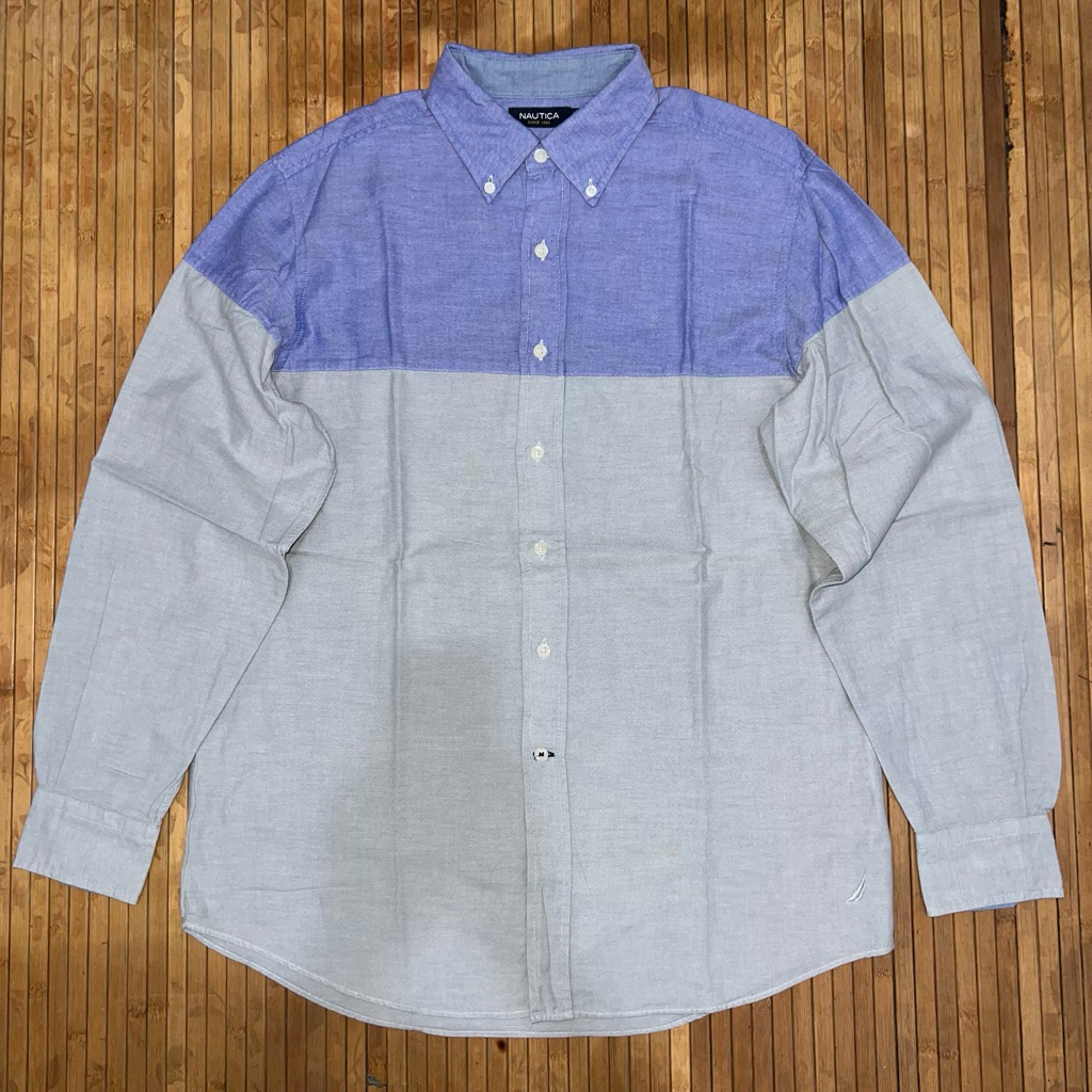 NAUTICA TWO TONES BUTTON DOWN LONG SLEEVE SHIRT