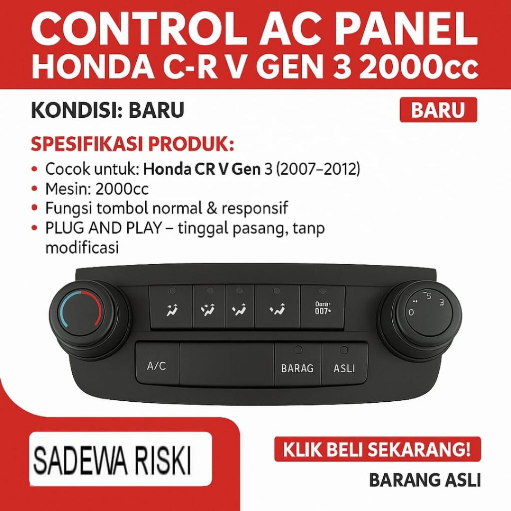 BARU Panel Control Ac Honda Crv Gen3 2000cc 2007-2011 Asli