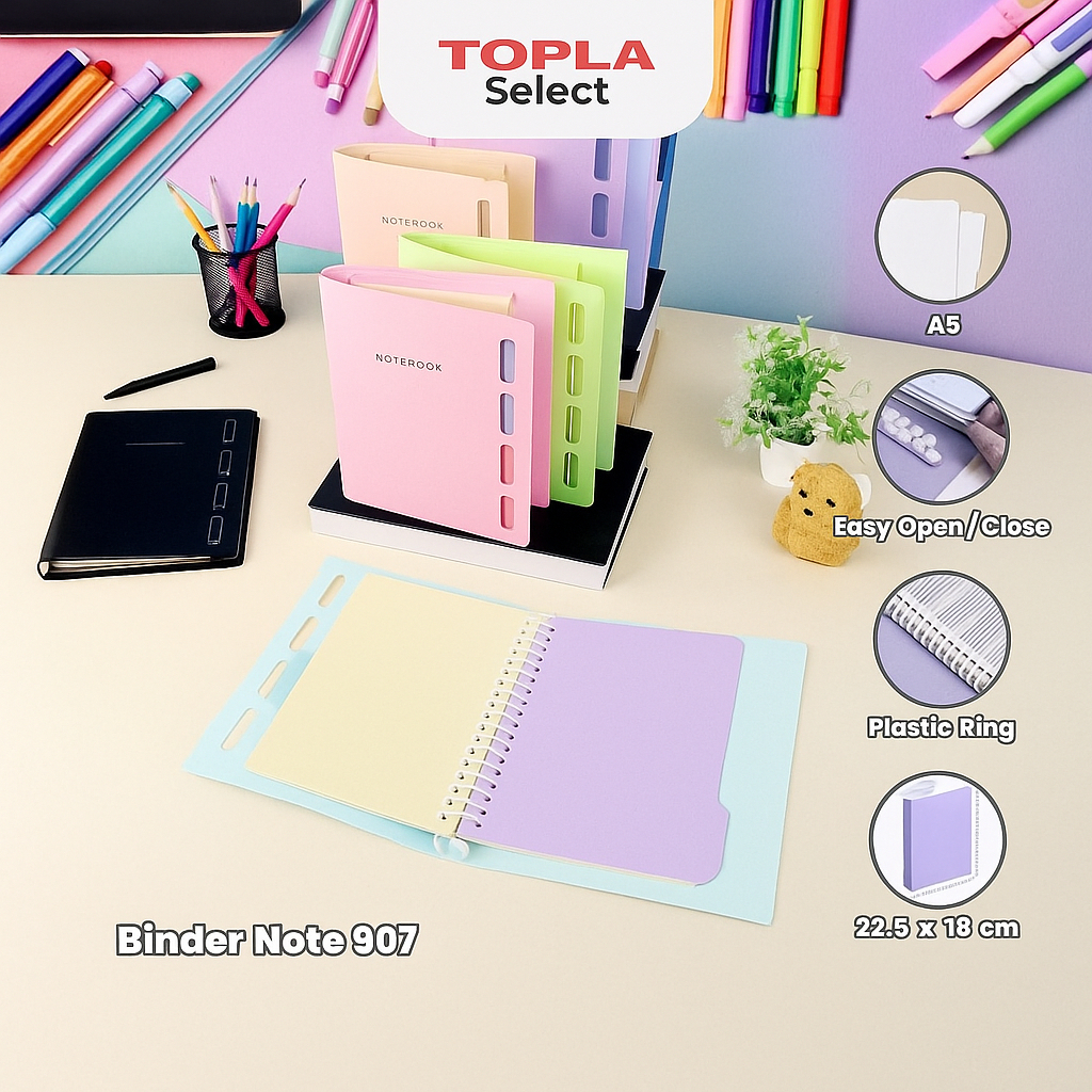 

Binder Note 904/906/907 20 Ring Pastel Buku Catatan Sekolah & Kuliah Lucu Ukuran A5 Topla