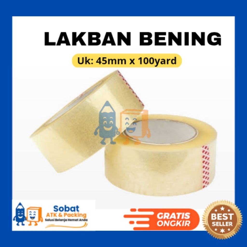 

Lakban Bening 45mm x 100 Yard - Isolasi Packing Kuat dan Lengket