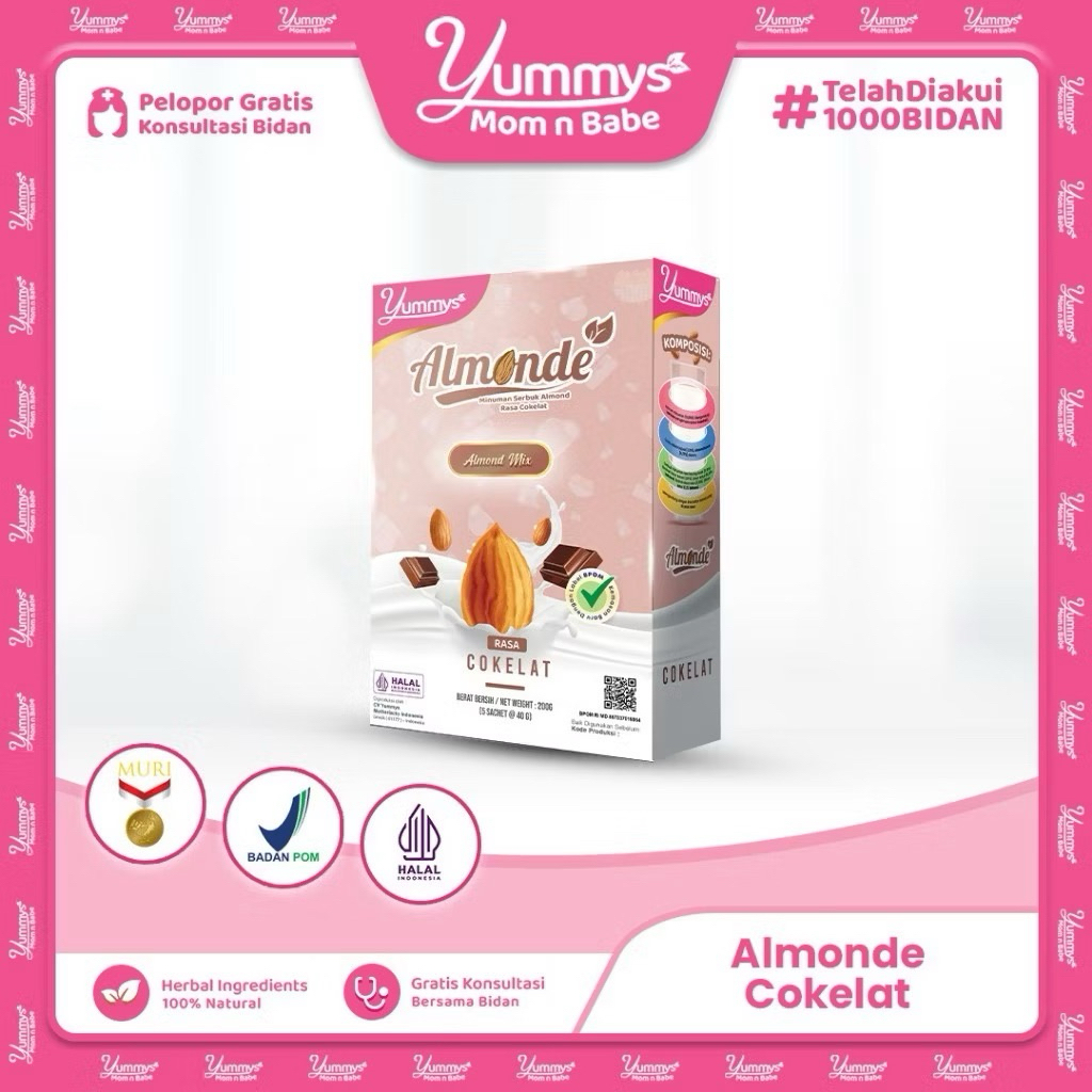 

ALMONDE BOX Cokelat - Susu Almond Kaya Asam Folat - Nutrisi Lengkap | Minuman Sehat Rendah Gula