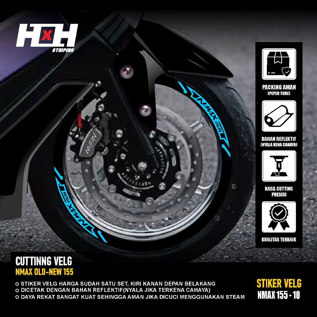 (COD) Cutting Sticker Velg yamaha Nmax 155 turbo connected Stiker Lis Variasi Ban velk nyala 10