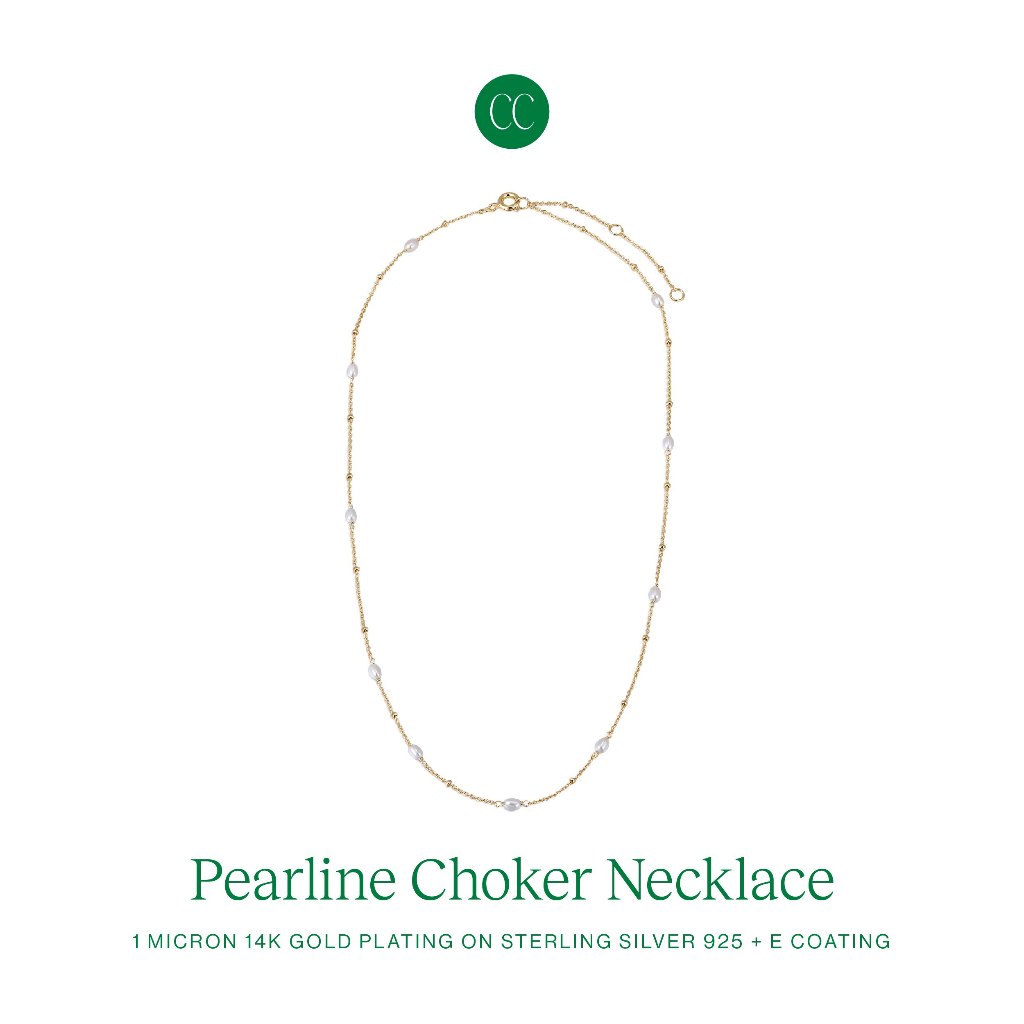 Kalung Choker Carrot Club PEARLINE Necklace 14k Gold Plated Silver 925