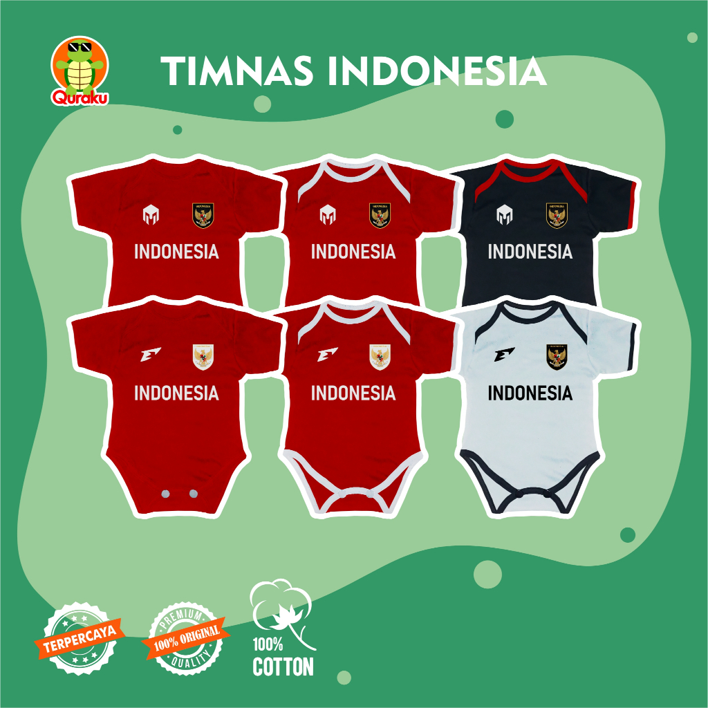 Baju Bayi Bodysuit Jumper Bayi Jumpsuit Motif Sepakbola Jersey Timnas Indonesia Timnas Garuda Merah 