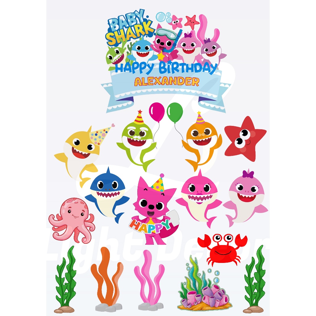 Topper Cake Baby Shark Custom Nama