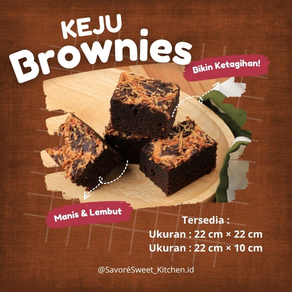 

Brownies Panggang Keju/Fudgy Brownies Rasa Keju