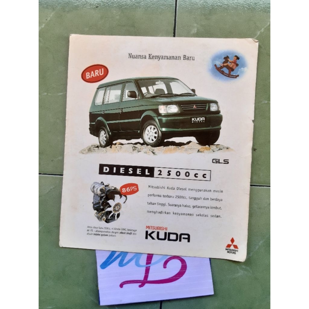 brosur iklan original mobil Mitsubishi KUDA DIESEL 2500 CC jadul lawas lama