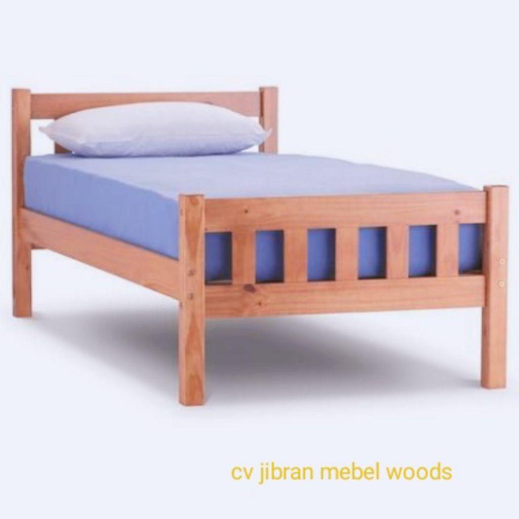 Dipan minimalis ukuran 90x200 bahan kayu mahoni solid