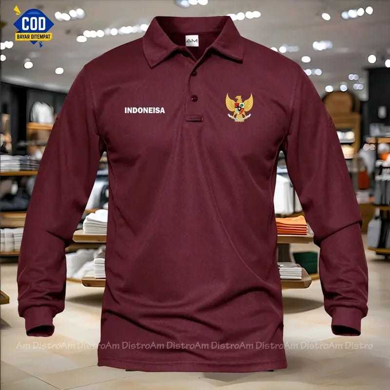 Kaos polo kemerdekaan Kaos lengan panjang merah putih Polo kerah pria wanita Baju HUT RI Polo lengan