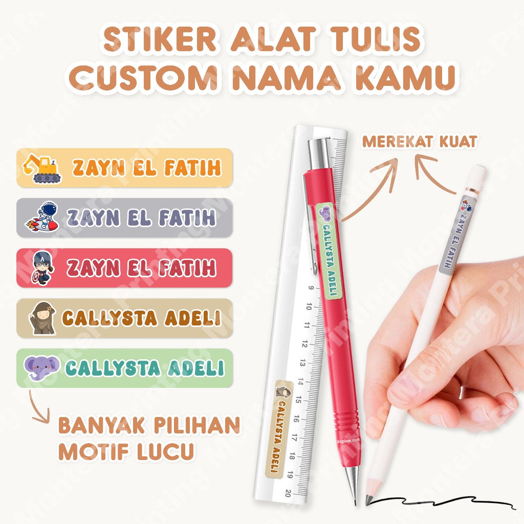 

Stiker Nama Pensil dan ATK Custom 1 set isi 80