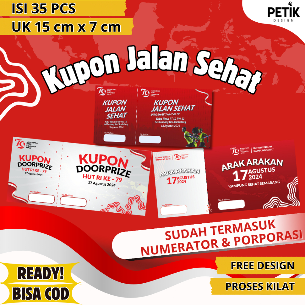 

Kupon Undian Jalan Sehat Doorprize 17an Free Custom Porporasi + Numerator | Tanpa Preorder | Bisa COD