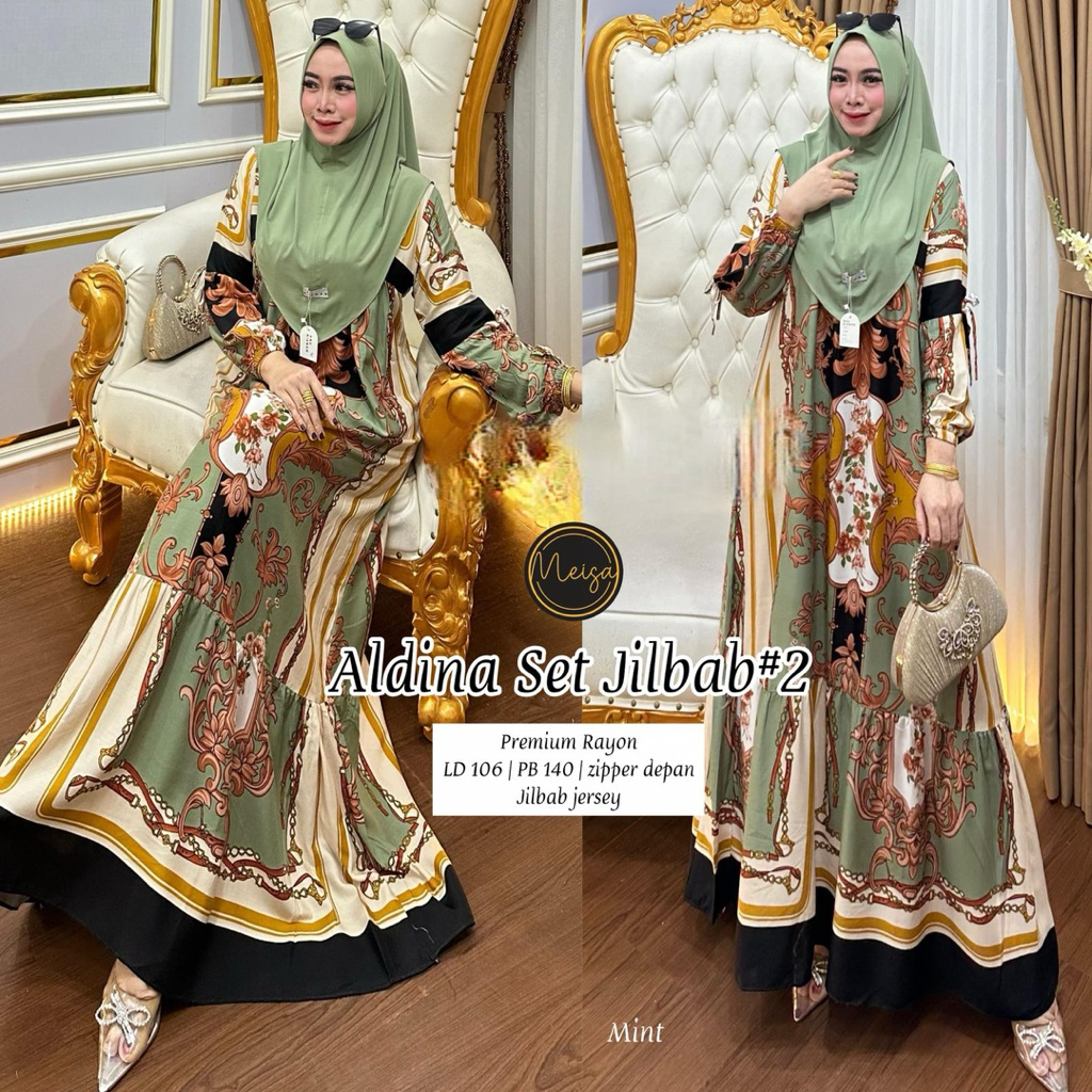 COD= NO CANCEL• Aldina Set Hijab #2 by Meisa• Gamis Rayon Set Hijab Jersey Best Seller