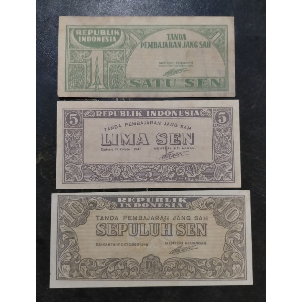 LANGKA set uang kuno 1 sen 5 sen 10 sen Ori 1945