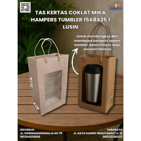 

TAS KERTAS COKLAT MIKA HAMPERS TUMBLER 15X8X25 1 LUSIN